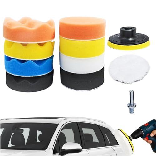 Auto-Polierpad-Set, Auto-Polierpads,Polierscheibe mit Bohradapter | Polierpad-Set aus Schwamm und Wolle zum Polieren, Schleifen, Wachsen und Versiegeln von Autolack von Generic