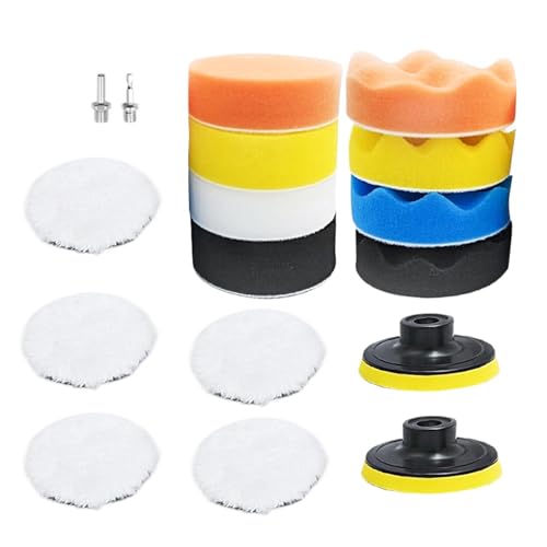 Auto-Polierpads, Auto-Polierpad-Set - Polierpads mit Bohradapter,Polierpad-Set aus Schwamm und Wolle zum Polieren, Wachsen und Versiegeln von Autolacken von Generic