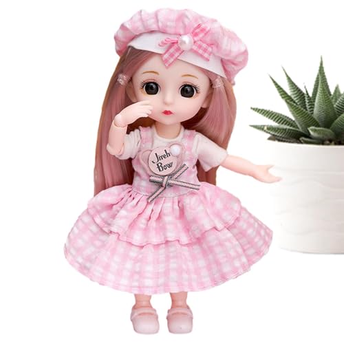 BJD Dull - artikulierte Figur, schönes Mädchen -Dressingspielzeug | Puppe mit 13 mobilen Gelenken, 6,3 Zoll mit Perücke, Kleidung und Schuhen, komplettes Make -up für die Sammlung und von Generic