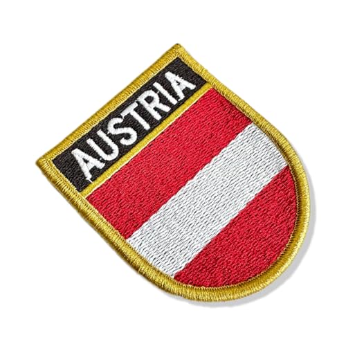 BP0003E-001 Aufnäher mit Österreich-Flagge, bestickt, 6,7 x 8,1 cm (B), Hakenverschluss von Generic