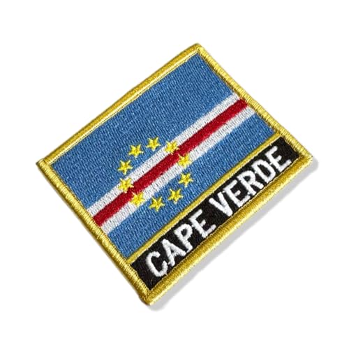 BP0434N-001 Cabo Verde Stickerei Flagge Patch 7,6 x 6,3 cm (B) Hakenverschluss von Generic