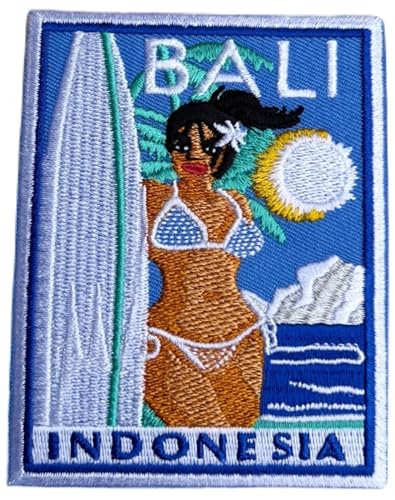 Bali Indonesien Patch (8,9 cm) bestickt zum Aufbügeln oder Aufnähen, Abzeichen für Reisen, Souvenir, Surf, DIY, Emblem, Geschenkflicken von Generic