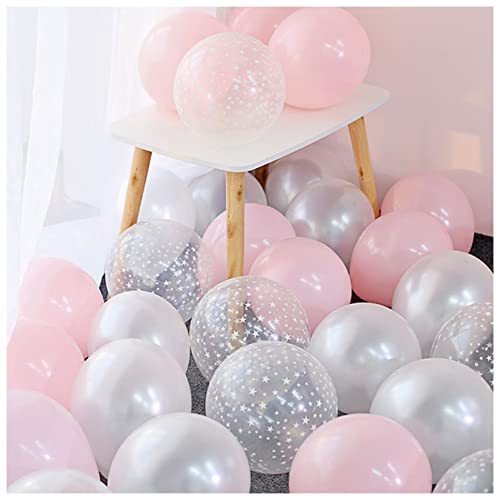 Ballons rosa 20 Stück 12-Zoll-Latex-Ballon Set Stern transparent Rosa Gold Ballon Hochzeit Dekoration Dusche Geburtstag Partybedarf Home Decoration Happy Birthday Ballon(Pearlwhite pinkclear) von Generic