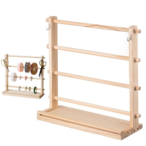 Band-Organizer, Bandhalter, Rollenhalter aus Holz mit 4 Ebenen, Aufbewahrungsregal, Rollenhalter für Bastelzimmer, Konditorei, Floristik von Generic