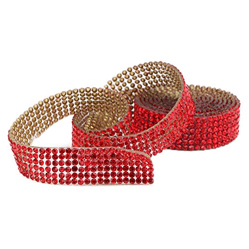 Banding Zum Aufbügeln, Strass-Banding Zum Aufbügeln, 1 M, Strass-Kristallglas-Mesh-Banding-Applikation, Banding für Hochzeitskleid, Schuhe, Besatz (Rot 6 Reihen 1 Meter) von Generic