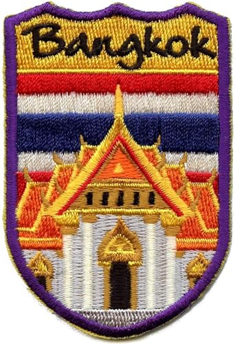 Generic Bangkok Shield Patch (7,6 cm) besticktes Bügelabzeichen Reise Thailand Souvenir Emblem perfekt für Rucksäcke, Gepäck, Hüte, Taschen, Handwerk, DIY Geschenkflicken, groß, KarmaA440 von Generic