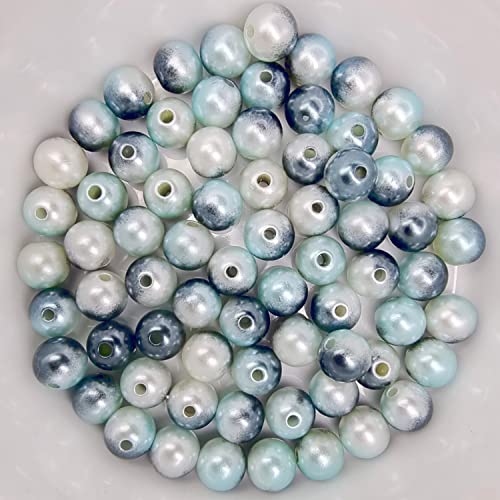 Bastelperlen bunt schimmernd 100 Stück, 10mm, grau, weiß - kuststoff Regenbogen Wachsperlen glänzend Drahtsterne Perlenkette basteln DIY Perlen Acryl Set groß Armband Schmuck von Generic