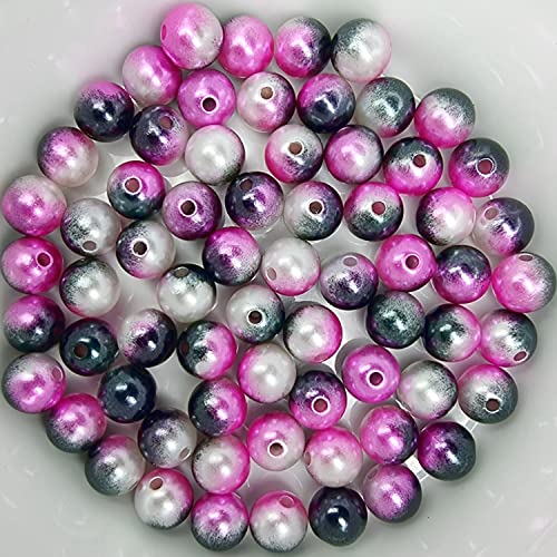 Bastelperlen bunt schimmernd 100 Stück, 8mm, grau, weiß, pink - kuststoff Regenbogen Wachsperlen glänzend Drahtsterne Perlenkette basteln DIY Perlen Acryl Set groß Armband Schmuck von Generic