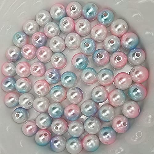 Bastelperlen bunt schimmernd 200 Stück, 6mm, weiß, blau, rosa - kuststoff Regenbogen Wachsperlen glänzend Drahtsterne Perlenkette basteln DIY Perlen Acryl Set groß Armband Schmuck von Generic