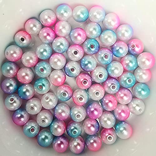 Bastelperlen bunt schimmernd 600 Stück, 4mm, blau, weiß, pink - kuststoff Regenbogen Wachsperlen glänzend Drahtsterne Perlenkette basteln DIY Perlen Acryl Set groß Armband Schmuck von Generic