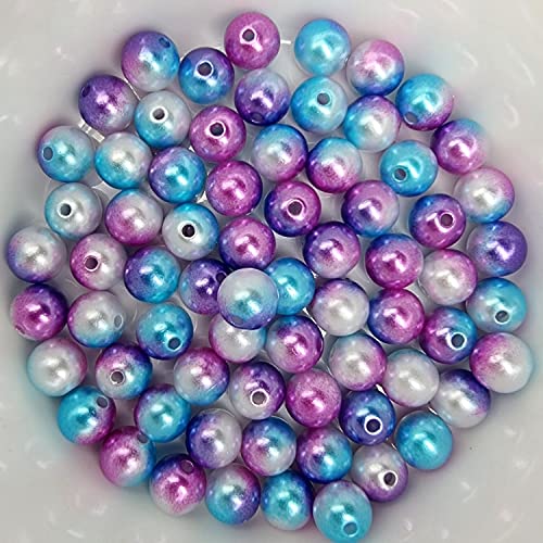 Bastelperlen bunt schimmernd 600 Stück, 4mm, lila, blau, weiß - kuststoff Regenbogen Wachsperlen glänzend Drahtsterne Perlenkette basteln DIY Perlen Acryl Set groß Armband Schmuck von Generic