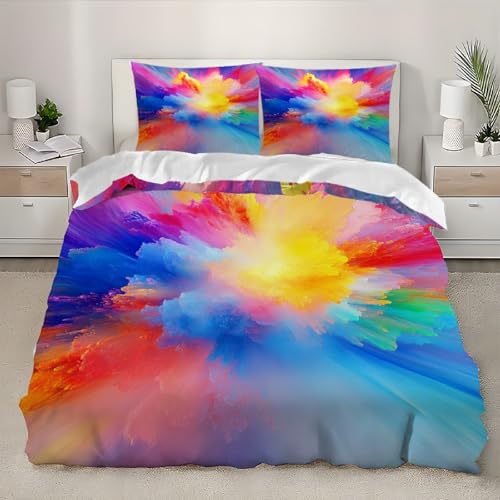 Batikfarbe 3D-Druck Bettbezug Set Mikrofaser Superweicher Atmungsaktiver 3teilig Hypoallergen Mit Reißverschluss Bunt Bettwäsche-Sets für Kinder Erwachsener 135x200 cm Batikfarbe 3D-Druck Bettbezug Set Mikrofaser Superweicher Atmungsaktiver 3teilig Hypoallergen Mit Reißverschluss Bunt Bettwäsche-Sets für Kinder Erwachsener 135x200 cm von Generic