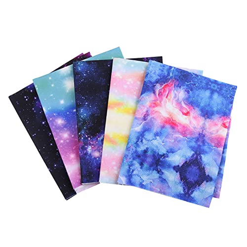 Baumwoll-Steppstoff Sternenhimmel, 5 STÜCKE Nachthimmel Sterne Romantisches Kosmos Bild Gepunkteter Hintergrund Konstellation, Nähmaterial Kinder Stoff Shirt Kleidung Home von Generic