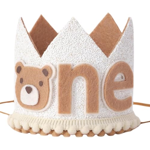 Bear Crown für 1 Jahr alte Geburtstag, Partyhut für den 1. Geburtstag -1. Geburtstagshut für Säuglinge mit dem Thema -Photo -Stand Requisiten Olnament Ornament oder Schlafzimmer Gebrauch von Generic