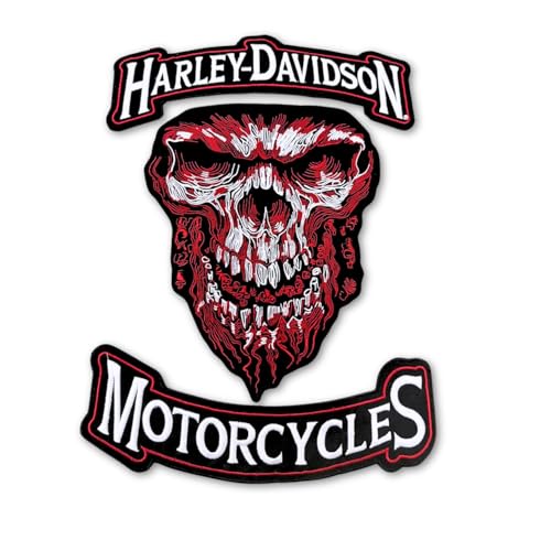 Bestickter Harley Totenkopf/Rockers großer Aufnäher zum Aufbügeln oder Aufnähen auf der Rückseite für Biker/Motorradwesten-Patches von Generic