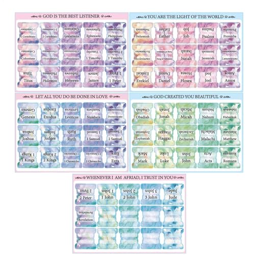 Bibelkapitelregisterkarten, Bibelindexregisterkarten | Laminierte Bibel-Trennblätter mit großem Druck,Wasserfeste Journal-Etiketten, 5 Blatt Alphabet-Bibelaufkleber für Männer und Frauen von Generic