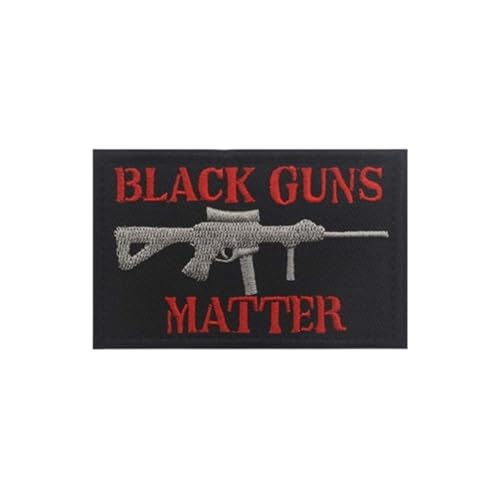 Black Guns Matter Hook and Loop Embroidered Patch, Tactical Moral Hook Fastener, Embroidery Applique for Clothes, Hats, Bags Funny Quote, Removable Patch (Black-Red) von Generic