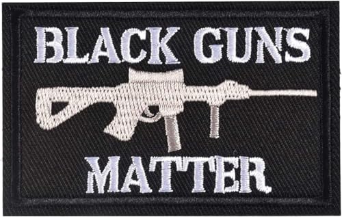 Black Guns Matter Hook and Loop Embroidered Patch, Tactical Moral Hook Fastener, Embroidery Applique for Clothes, Hats, Bags Funny Quote, Removable Patch (Black-White) von Generic