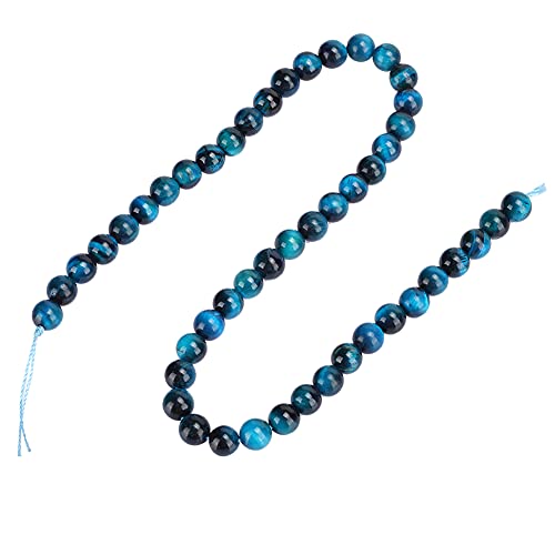 Blaue Tigerauge-Perlen, 4 Mm, Naturstein, Blaues Tigerauge, Runde Perlen, Naturstein, Blaue Tigerauge-Perlen, Tigerauge-Perlen, DIY-Schmuck, Armbandherstellung, Zubehör (8 mm, 48 von Generic