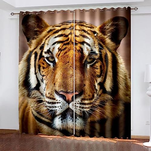 Blickdicht Blackout Vorhang Mit Ösen Schalldämmend Gardinen Polyester 3D Bedruckt Tierischer Tigerkopf Für Wohnzimmer Schlafzimmer Kinder Oder Babyzimmer 2 X 85 X 200 Cm - Bedruckte Verdunk -3T1K2I9W3 von Generic