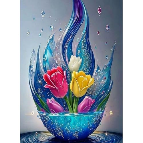 Blume Diamant Painting Bilder für Erwachsene, Diamond Painting Set, DIY Diamond Painting Bilder, Runde Steine Diamant Painting für Zuhause Dekor 30x40 cm von Generic