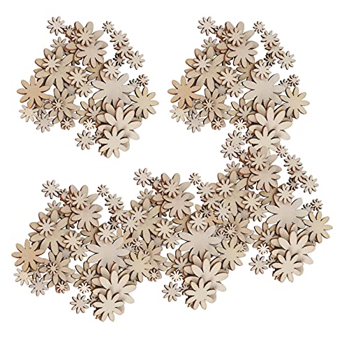 Blume Holz Verzierungen, Blumenholzformen Holzblumen 250pcs Blume Holz Verzierungen DIY Nicht Poröse Ornamente Ausschnitte Basteldekorationen von Generic