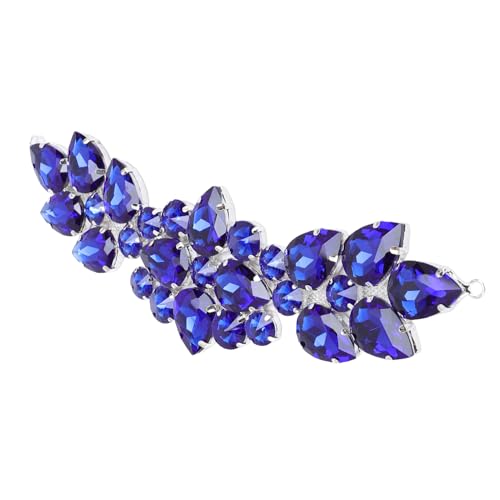 Blumen-Kristall-Strass-Aufnäher, Schillernde Kristall-Strass-Applikation für Hochzeitskleid (BLUE) von Generic