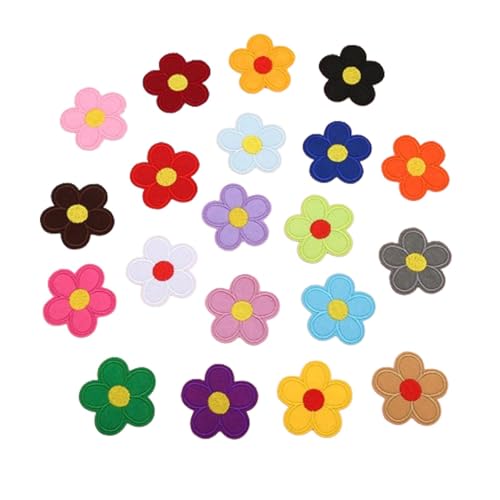 Blumen-Stickerei-Patches – 20 Stück Bügelbilder mit Blumen, Sonnenblumen-Stickerei, Blumenapplikationen, niedliche Stickerei-Patches für Kleidung, Stoffflicken von Generic