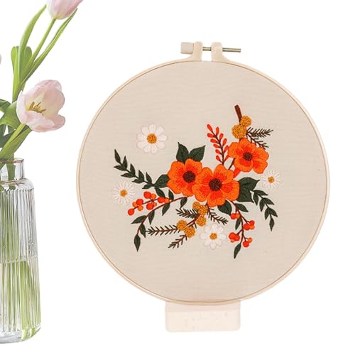 Blumen-Stickset – Anfänger-Stickset mit Materialpaket, Handarbeits-Bastelset | Ideale Stickerei-Enthusiasten und Anfänger, Handarbeitssets mit Blumenmustern zum Nähen und Basteln von Generic