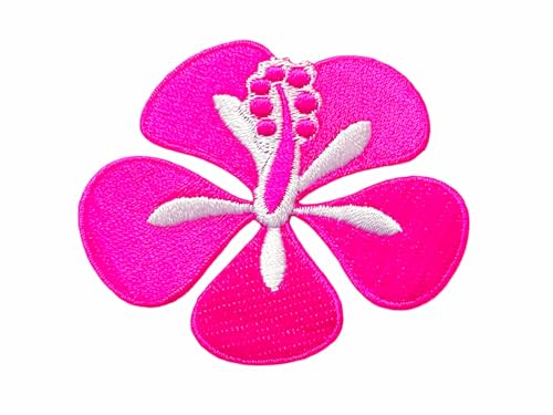 Bru_289 Rosa Blumen Hawaii Tropischer Bastelstoff Hibiskus Blumen Garten Blüte Nähen Aufbügeln Applikation Abzeichen Schild Patches Kleidung Kostüm von Generic