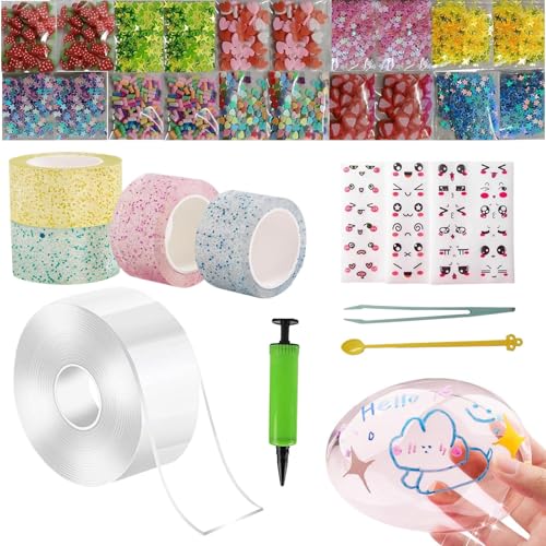 Bubble Tape Kit - Dehnbares Blasbares Klebeband Für Luftballons Und diyy -Handwerk, Waschbarer Klebstoffblasenklebeband | Glitzer Gel Griffkleber, Elastisches Blasenband Für Handgefertigte Kreationen von Generic