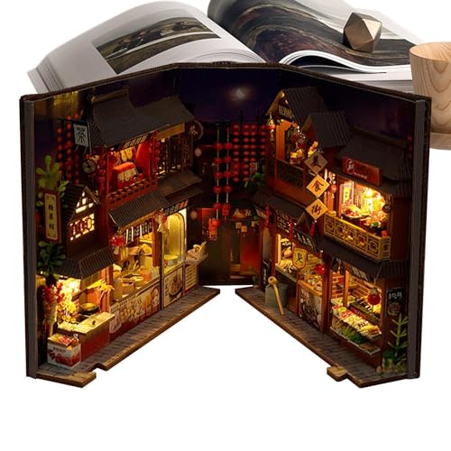 -Buchecke, LED-Lichtbücherecke -Kit, Kreative Holzpuzzle Chinesischen Stil | Dekorative Miniatur Büchereckeinsatz, Tischdekoration, Bücherregaleinsatz Dekor Alley Für Schlafzimmer -Buchecke, LED-Lichtbücherecke -Kit, Kreative Holzpuzzle Chinesischen Stil | Dekorative Miniatur Büchereckeinsatz, Tischdekoration, Bücherregaleinsatz Dekor Alley Für Schlafzimmer von Generic
