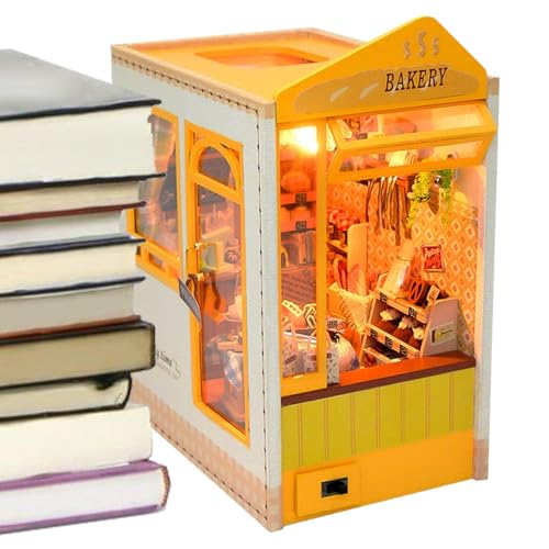 Buchecken für Erwachsene, handgefertigte Buchecken, dekorative Miniatur-Bücherregale für Puzzle-Regale | 3D-Büchereck-Bücherregal mit Licht für Kinder und Erwachsene von Generic