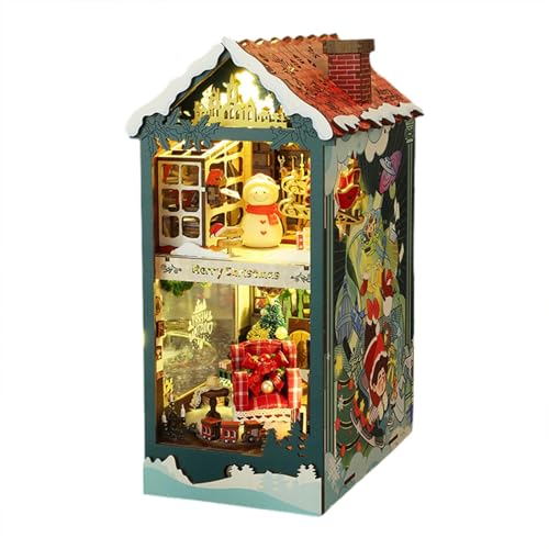 Buchecken mit Weihnachtsmotiv – Weihnachtshaus-Buchecken | Book Nook Miniatur-Bastelset | Wohndekoration | Miniaturhaus-Set für Familie und Freunde, Weihnachtsdekoration von Generic