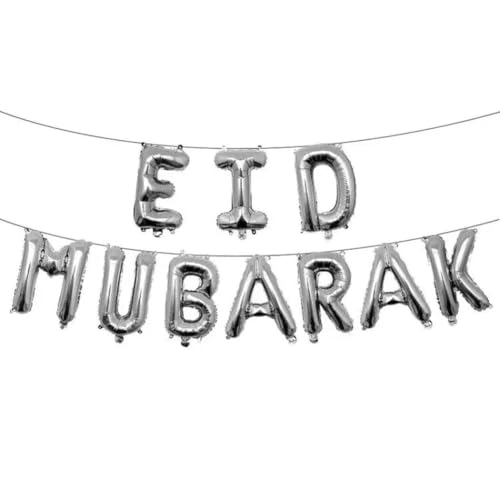 Buchstaben Folienballon 1Set Eid Mubarak Folienballons Ramadan Kareem Dekorationen Sterne Mond Helium Ballon -10pcs set_a-as picture von Generic