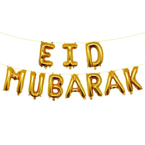 Buchstaben Folienballon 1Set Eid Mubarak Folienballons Ramadan Kareem Dekorationen Sterne Mond Helium Ballon -10pcs set_e-as picture von Generic