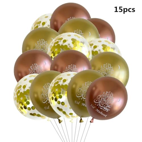 Buchstaben Folienballon 1Set Eid Mubarak Folienballons Ramadan Kareem Dekorationen Sterne Mond Helium Ballon -15pcs set-as picture von Generic