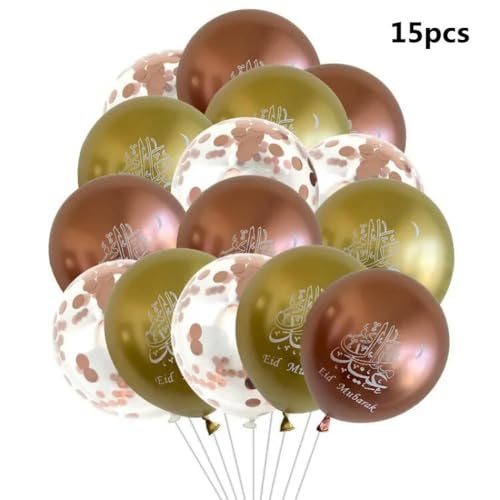 Buchstaben Folienballon 1Set Eid Mubarak Folienballons Ramadan Kareem Dekorationen Sterne Mond Helium Ballon -15pcs set_d-as picture von Generic