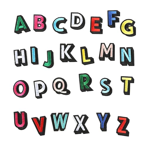 Buchstaben Patches - Stoffbuchstaben Patches, 26 Stück Alphabet Patches | Bestickte Buchstaben Patches | Kreative Buchstaben Iron on Briefe Patches | Bestickte Patches zum Aufnähen für Hemden von Generic