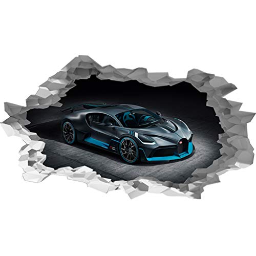 Bugatti Veyron Super Car 3D Loch in The Wall B Effekt Wandaufkleber Art Decal Wandbild 125 cm x 69 cm von Generic