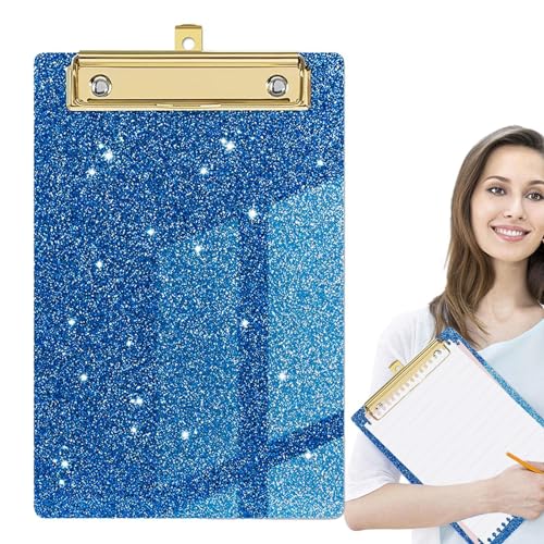 Bunte Klemmbretter | Sparkly Storage Clippabboard - Mode Low Profile Chic Light A6 Buchstabe Größe Kinder -Zwischenablage mit Metallclip für Kinder, Schüler, Lehrer, Frauen, Künstler von Generic