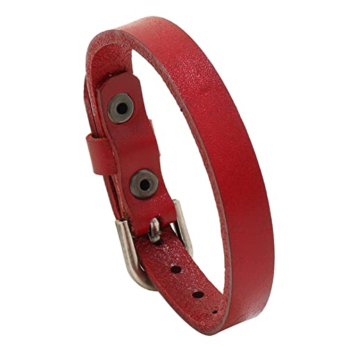 COMSY Robustes Punk-Lederarmband für Herren, verstellbares Armband, Vintage-Stil für Familie und Freunde, Freund, Ehemann,Rot von Generic