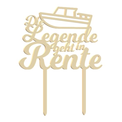 Cake Topper Rente Die Legende geht in Rente (Boot, Holz) von Generic