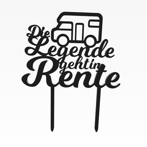 Cake Topper Rente Die Legende geht in Rente (Camper, Schwarz) von Generic