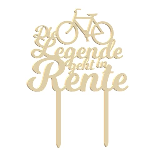 Cake Topper Rente Die Legende geht in Rente (Fahrrad, Holz) von Generic