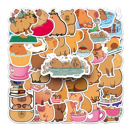 Capybara-Flaschenaufkleber – Capybara-Aufkleber Für Kinder | Scrapbook Capybara Sticker – Wasserfester Aufkleber Für Wasserflasche, Capybara Sticker Für Kinder 50 von Generic