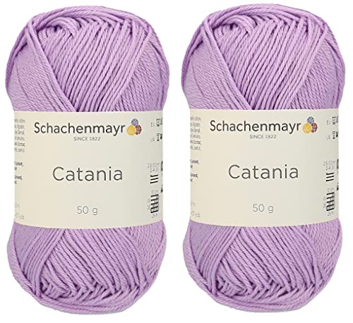 Catania Schachenmayr Originals 100 % merzerisiertes Baumwollgarn, insgesamt 100 g, je 50 g, 125 m, Amigurumi-Garn Fine-Sport 2 (226 Lila), 2 Knäuel von Generic