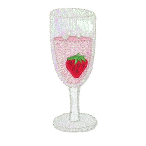 Champagnerglas mit Erdbeere zum Aufbügeln, bestickt, 7,6 x 2,5 cm von Generic