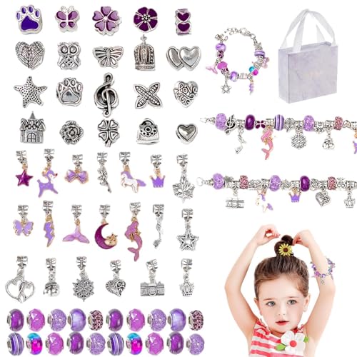 Charm-Armband-Herstellungsset, Armband-Herstellungsset für Mädchen - Buntes Schmuckherstellungsset für Kinder. Perlenherstellungsset,Trendiges Charm-Armband-Halsketten-Set für Kinder, Perlen-Bastelset von Generic