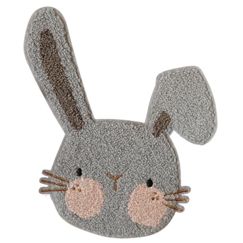 Chenille Patch "Hase Knickohr" - Aufnäher, Aufbügler, Bügelbild, Patches, Flicken, Applikation, zum aufbügeln, Kinder, Ostern, Osterhase von Generic